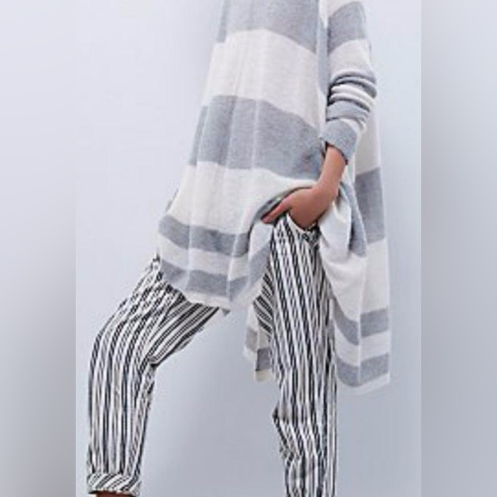 Free People Oversized Alpaca Lafayette Striped Mock Shrug Tunic Poncho Dress - Picture 4 of 8